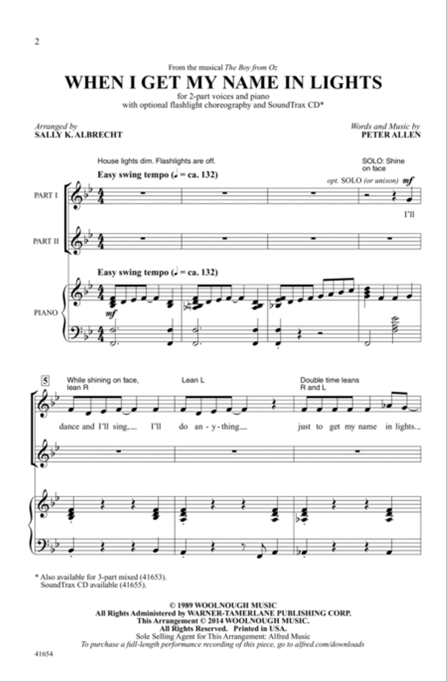 When I Get My Name in Lights Choir scores gallery preview page 1
