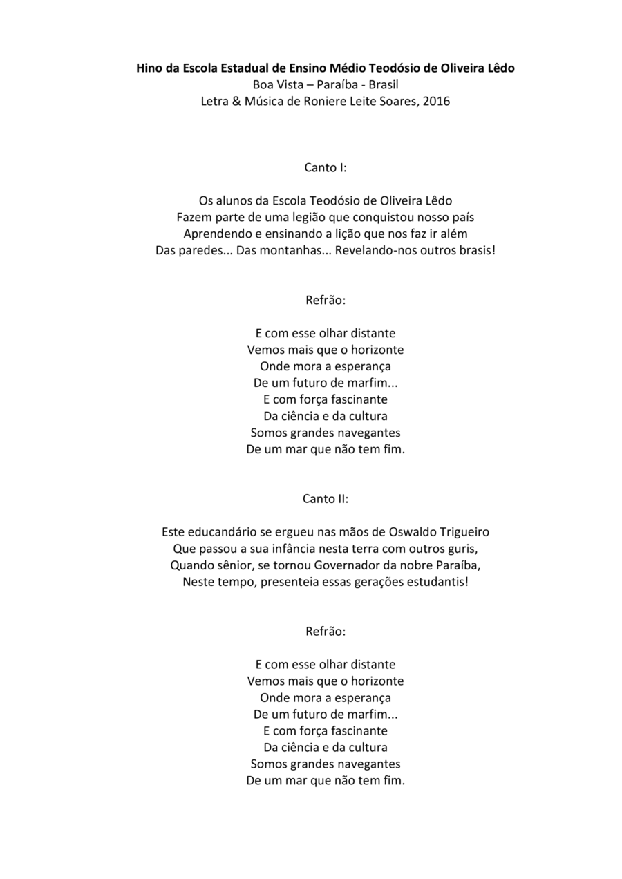 Hino da Escola Estadual de Ensino Médio Teodósio de Oliveira Lêdo Concert Band scores gallery preview page 1