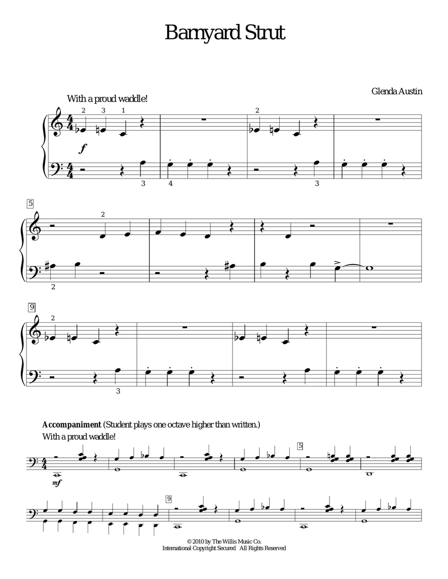 Barnyard Strut Piano Duet scores gallery preview page 1