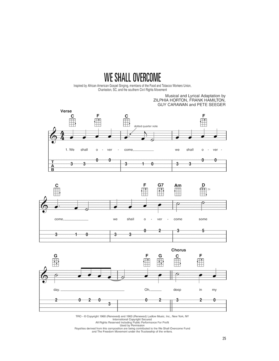 We Shall Overcome Ukulele scores gallery preview page 1
