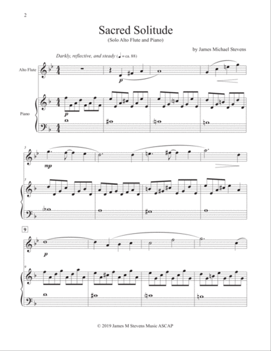 Sacred Solitude - Alto Flute & Piano Flute Solo scores gallery preview page 2