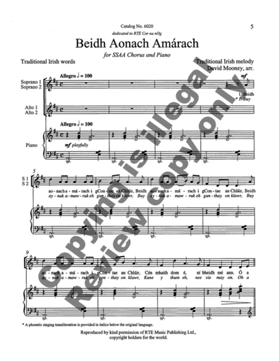 Beidh Aonach Amarach (Tomorrow there'll be a fair) (Choral Score) SSAA scores gallery preview page 7
