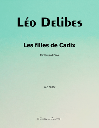 Book cover for Les filles de Cadix, by Delibes, in e minor