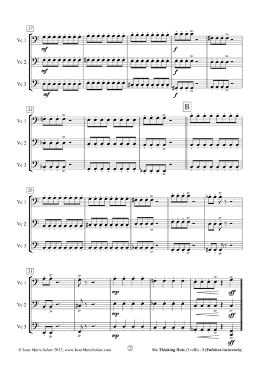 Six Thinking Hats [3 celli] String Trio scores gallery preview page 5