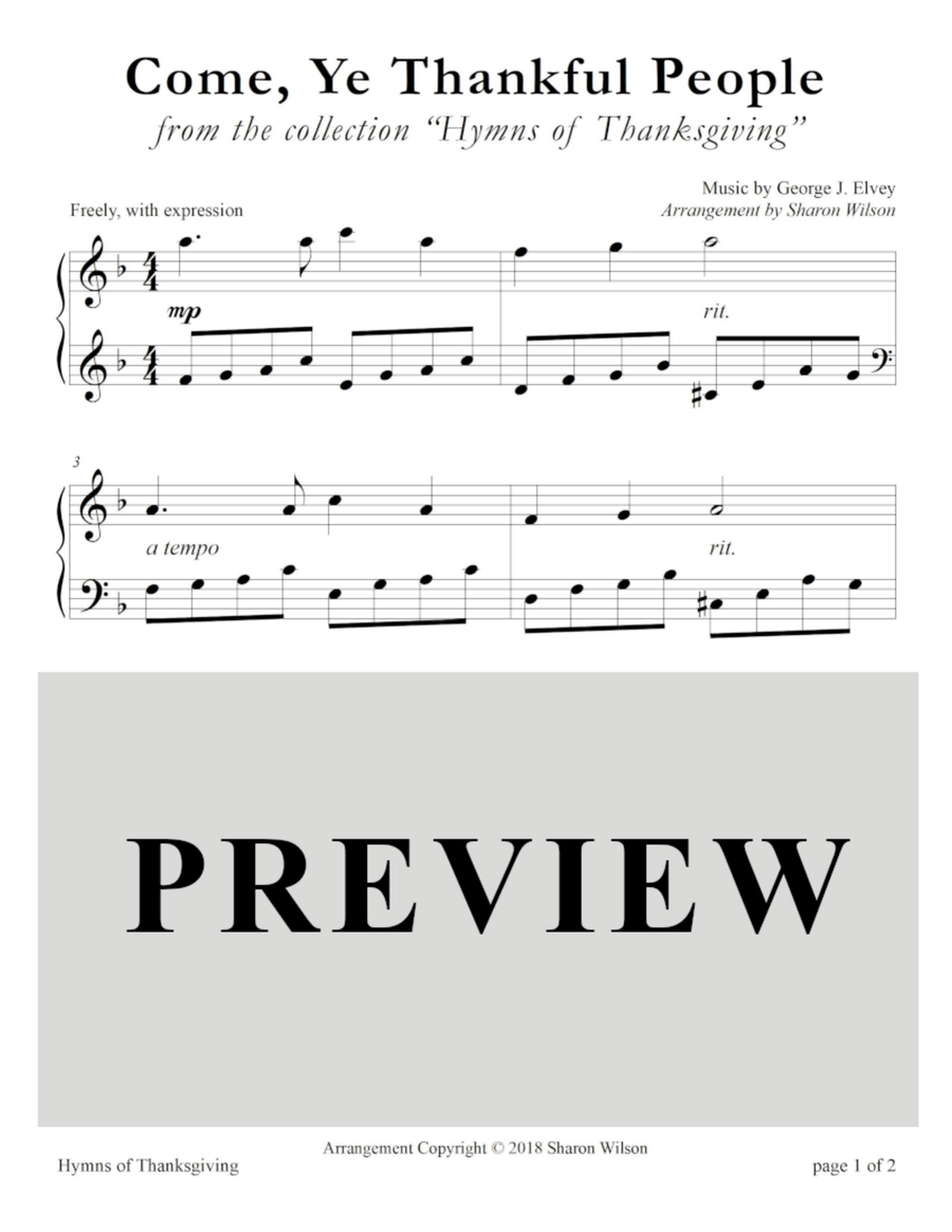 Hymns of Thanksgiving (A Collection of LARGE PRINT, Two-page Hymns for Solo Piano) Piano Solo scores gallery preview page 5