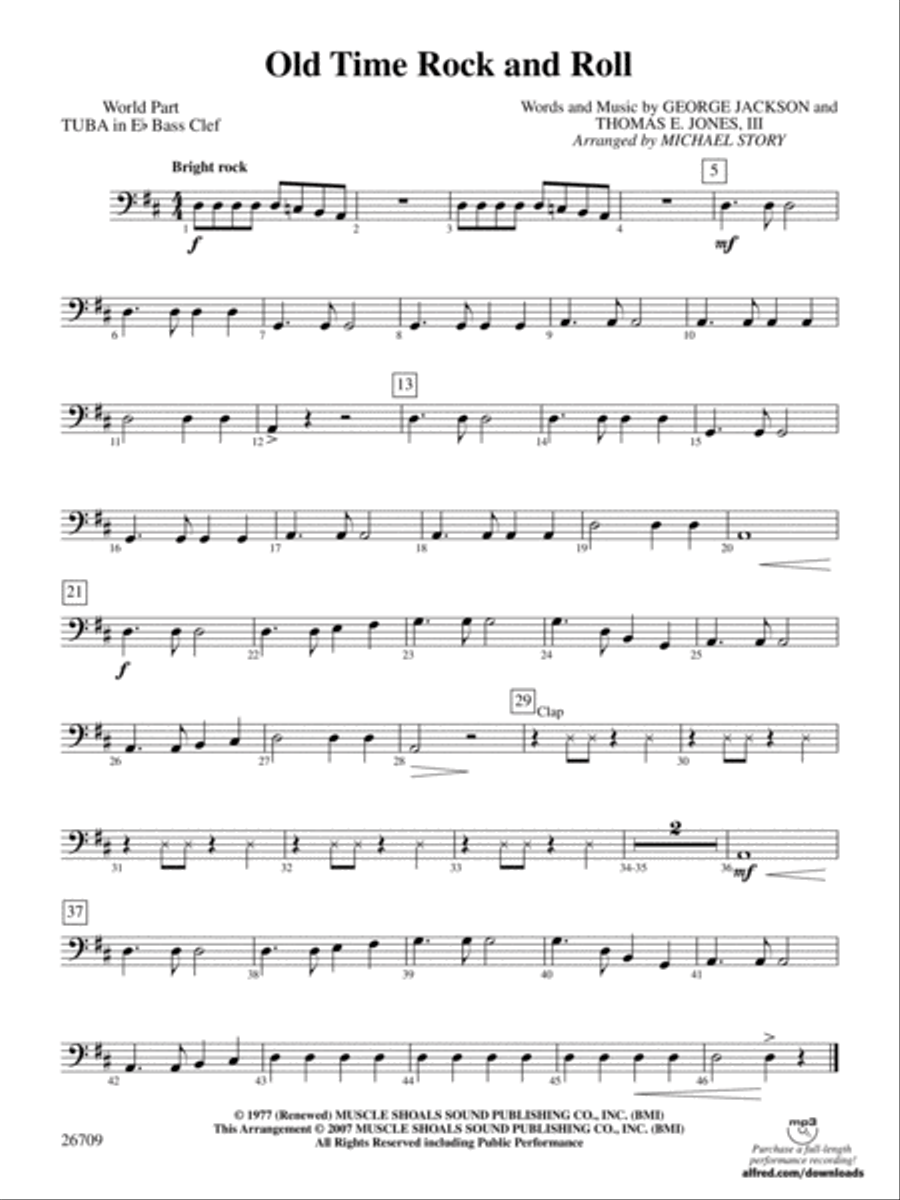 Old Time Rock and Roll: (World Part) E-flat Tuba B.C. Concert Band scores gallery preview page 1