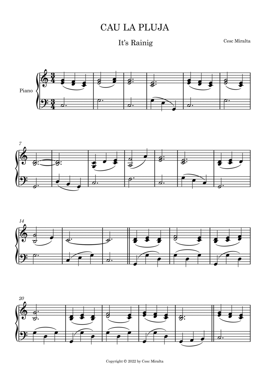 CAU LA PLUJA Pno Solo Piano Solo scores gallery preview page 1