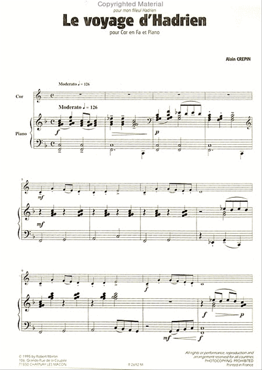 Le Voyage d'Hadrien Horn scores gallery preview page 2