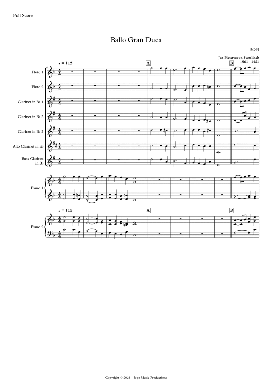 Ballo del Granduca B-Flat Clarinet scores gallery preview page 1