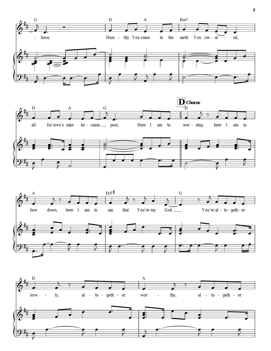 Here I Am To Worship Piano, Vocal scores gallery preview page 3