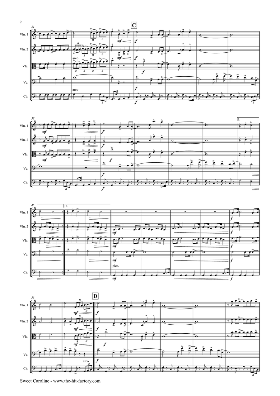 Sweet Caroline String Orchestra scores gallery preview page 2