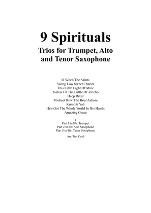 Book cover for 9 Spirituals. Trios for Trumpet, Alto and Tenor sax