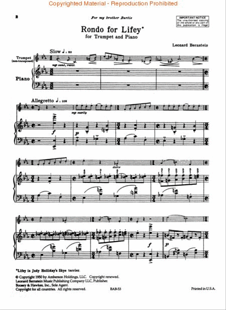 Rondo For Lifey - Trumpet And Piano