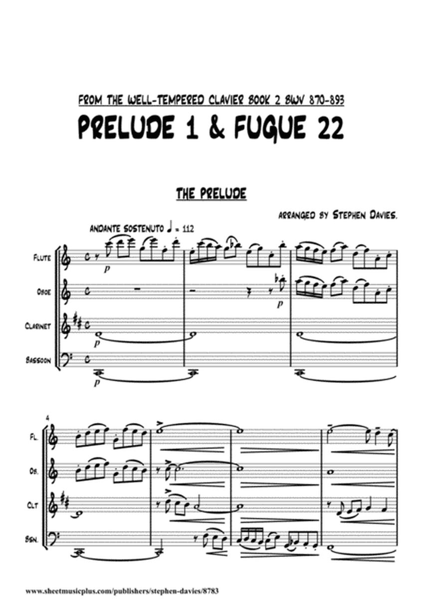 Prelude 1 & Fugue 22 From 'The Well-Tempered Clavier Book 2' For Wind Quartet (Flt, Ob, Clt, Bsn) image number null