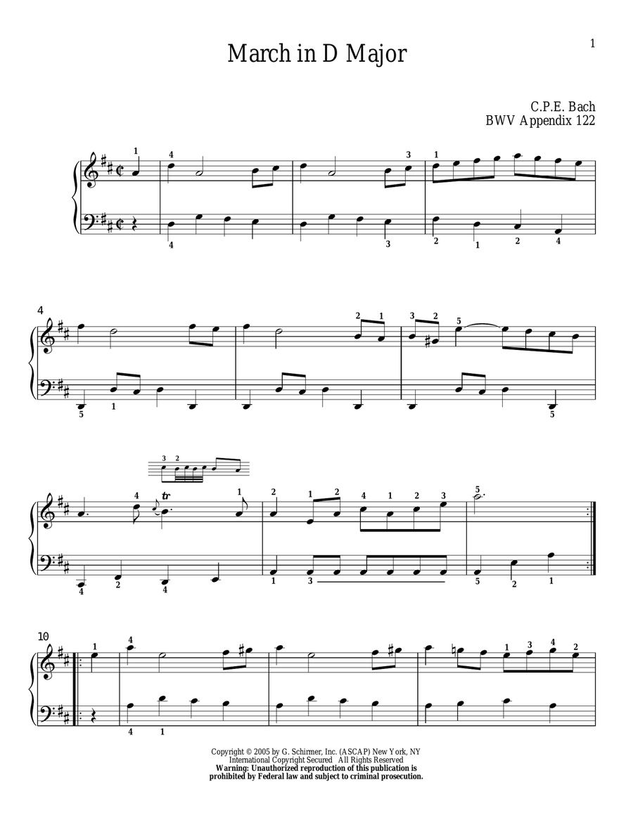 March In D Major Piano Solo scores gallery preview page 1