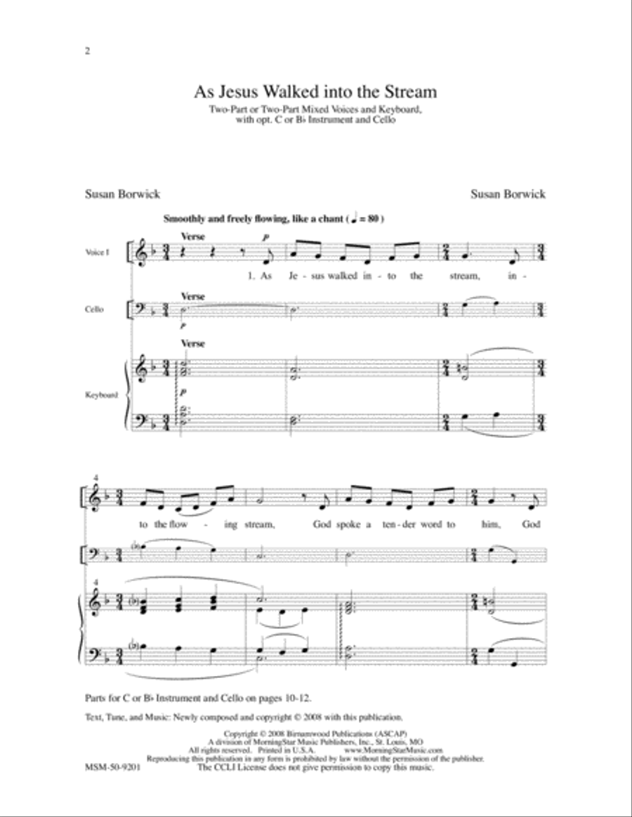 As Jesus Walked into the Stream 2-Part scores gallery preview page 2