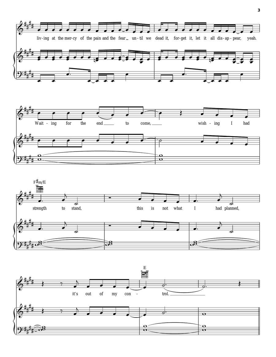Waiting For The End Piano, Vocal, Guitar scores gallery preview page 3