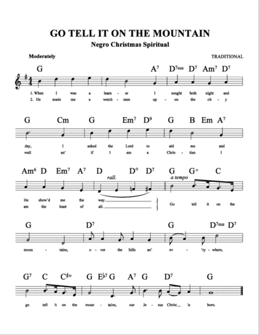 Go Tell It On The Mountain Christmas scores gallery preview page 1
