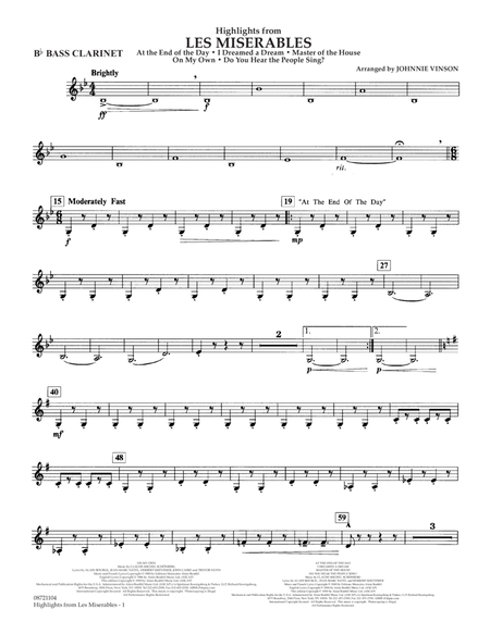 Highlights from Les Misérables (arr. Johnnie Vinson) - Bb Bass Clarinet