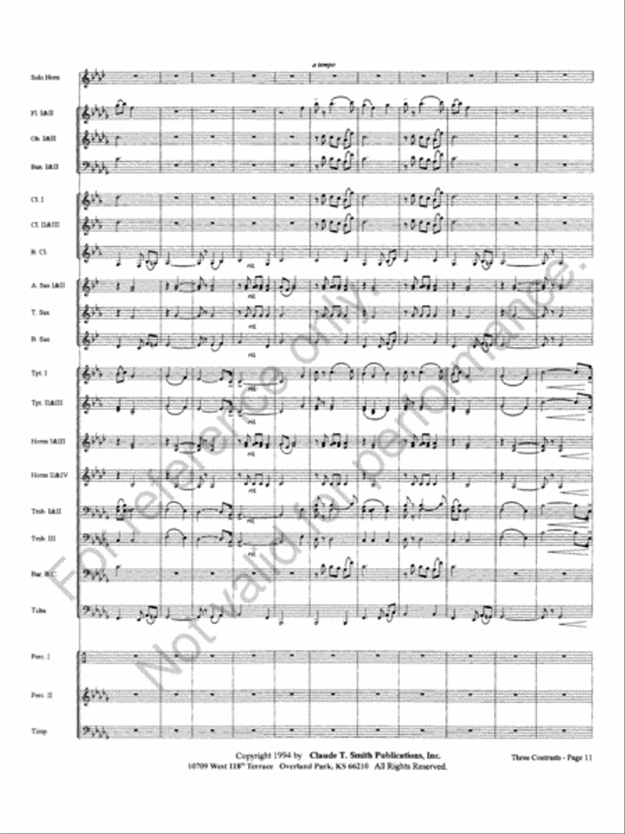 Three Contrasts for Two Horns And Wind Ensemble Concert Band scores gallery preview page 15