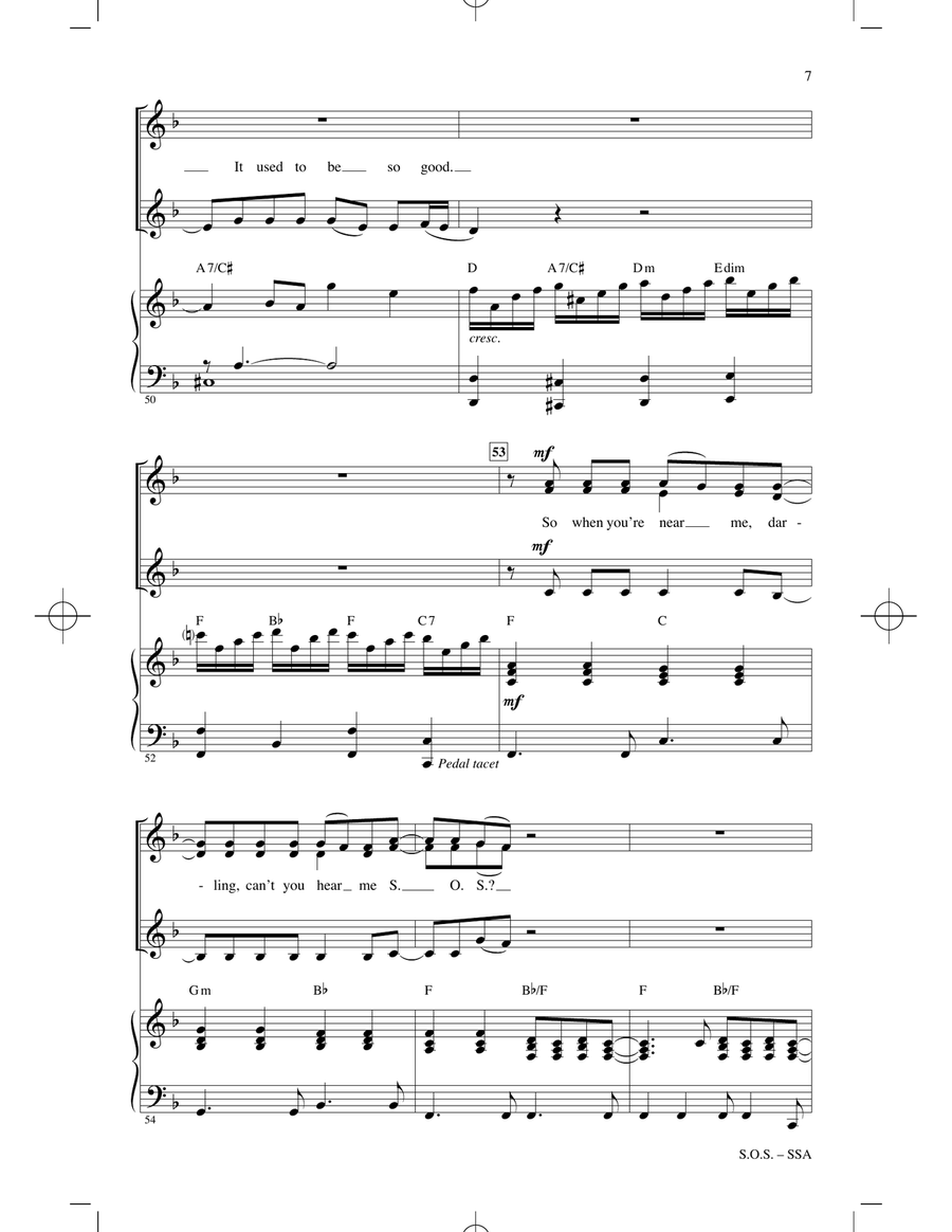 S.O.S. (arr. Audrey Snyder) SSA scores gallery preview page 6