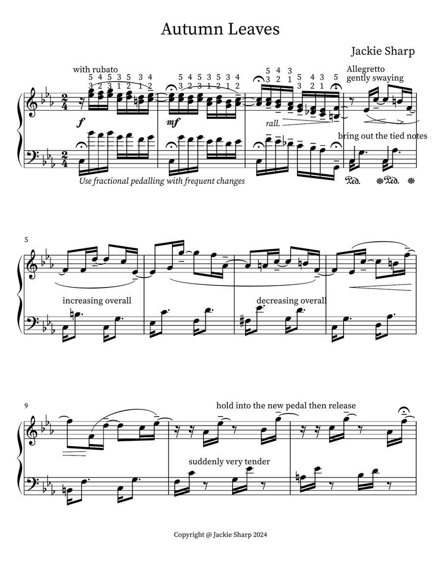 Autumn Leaves Piano Solo scores gallery preview page 2