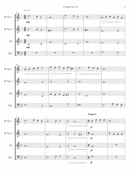 "Canzon No. 14: Capriccio" for Brass Quartet - Giovanni Battista Grillo image number null
