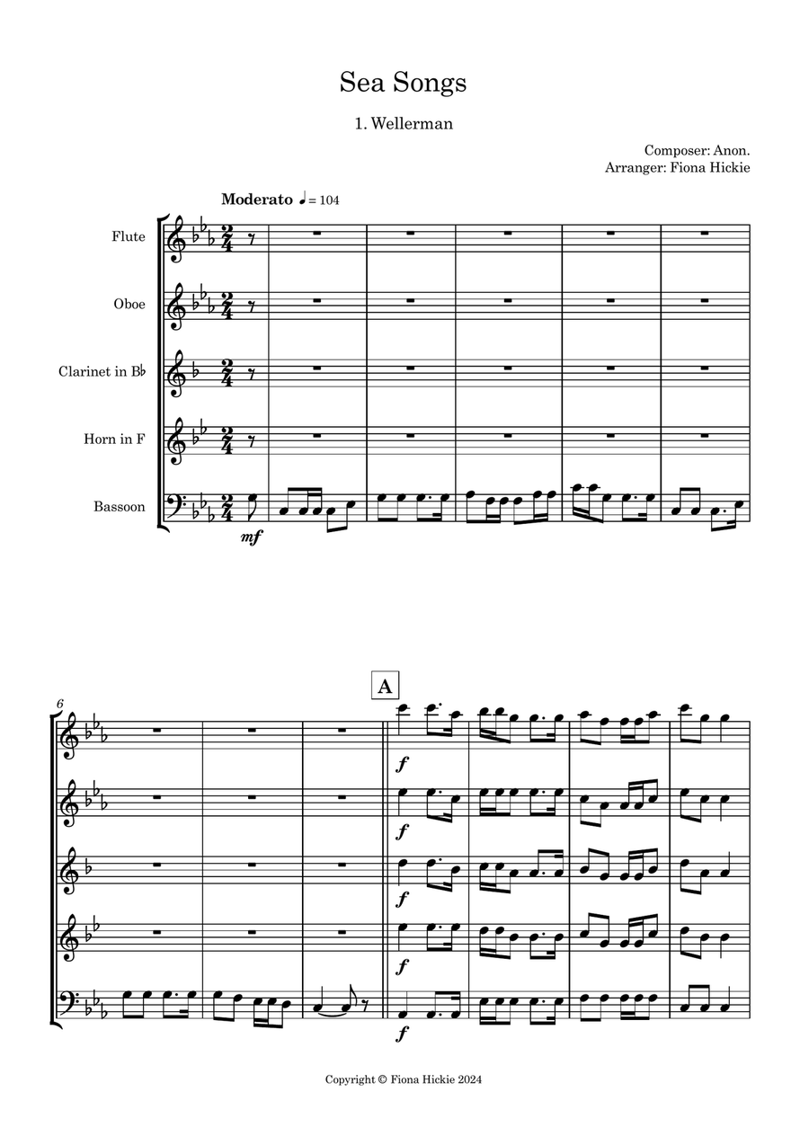 Sea Songs Sea Songs Woodwind Quintet scores gallery preview page 2