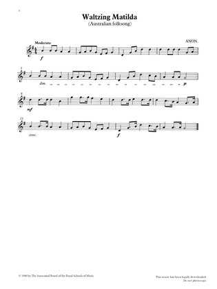 Waltzing Matilda from Graded Music for Tuned Percussion, Book I