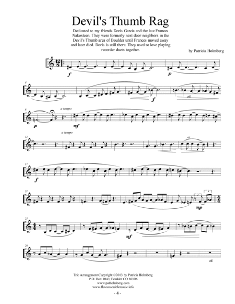 Boulder Rags, Arr. for Flute, Clarinet and Bassoon CLARINET PART Bassoon scores gallery preview page 4