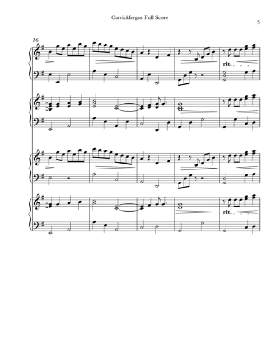 Carrickfergus - Conductor Score Pedal Harp scores gallery preview page 5
