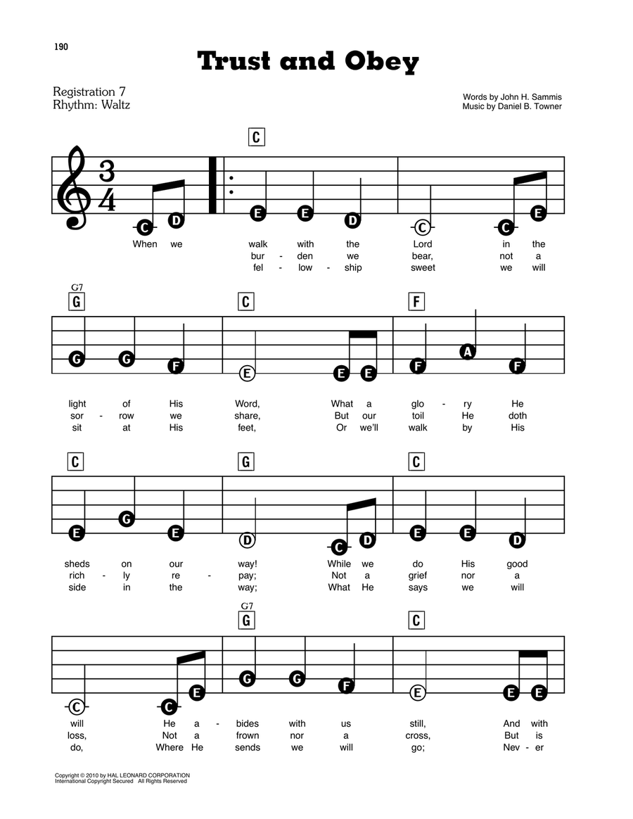 Trust And Obey Electronic Keyboard scores gallery preview page 1