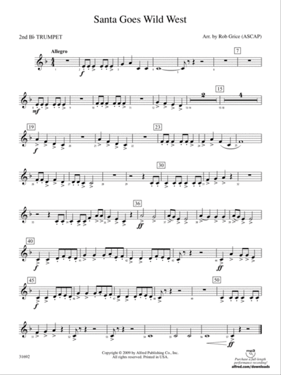 Santa Goes Wild West: 2nd B-flat Trumpet Concert Band scores gallery preview page 1