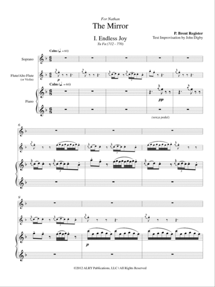 The Mirror for Soprano, Flute and Piano Flute scores gallery preview page 2