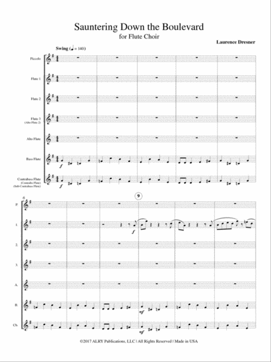 Sauntering Down the Boulevard for Flute Choir Flute Choir scores gallery preview page 2