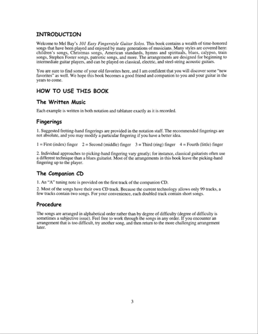 101 Easy Fingerstyle Guitar Solos Fingerpicking Guitar scores gallery preview page 3