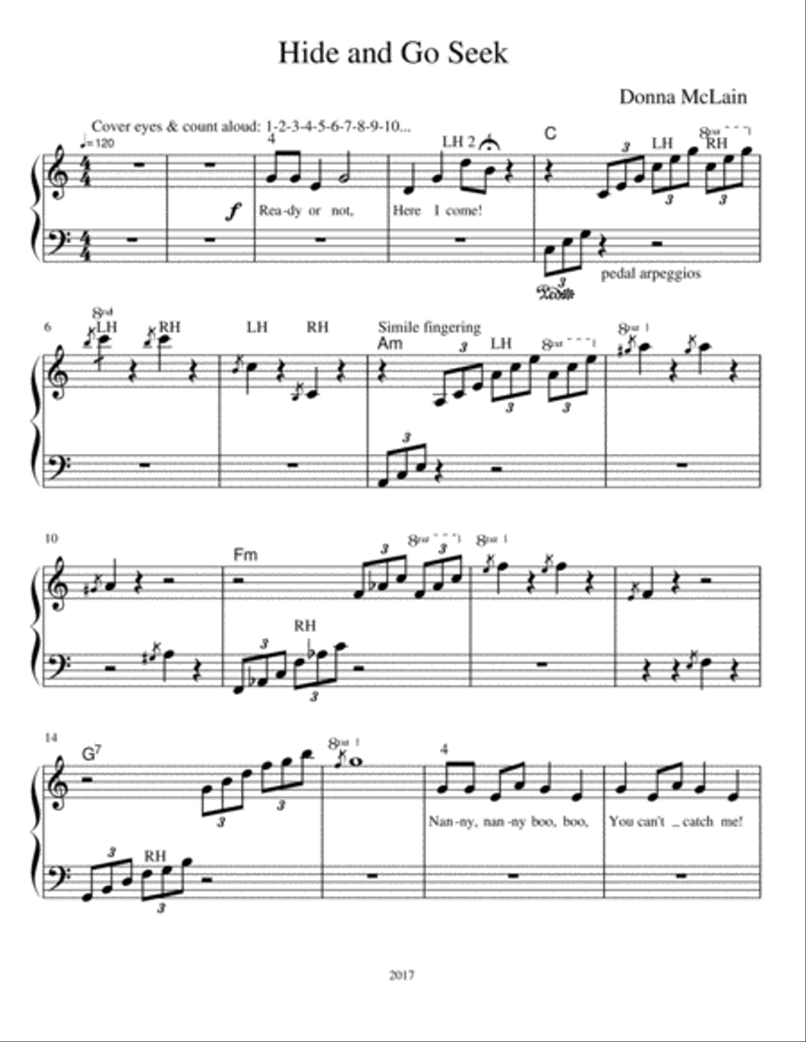 Hide and Go Seek Hide and Go Seek Easy Piano scores gallery preview page 1