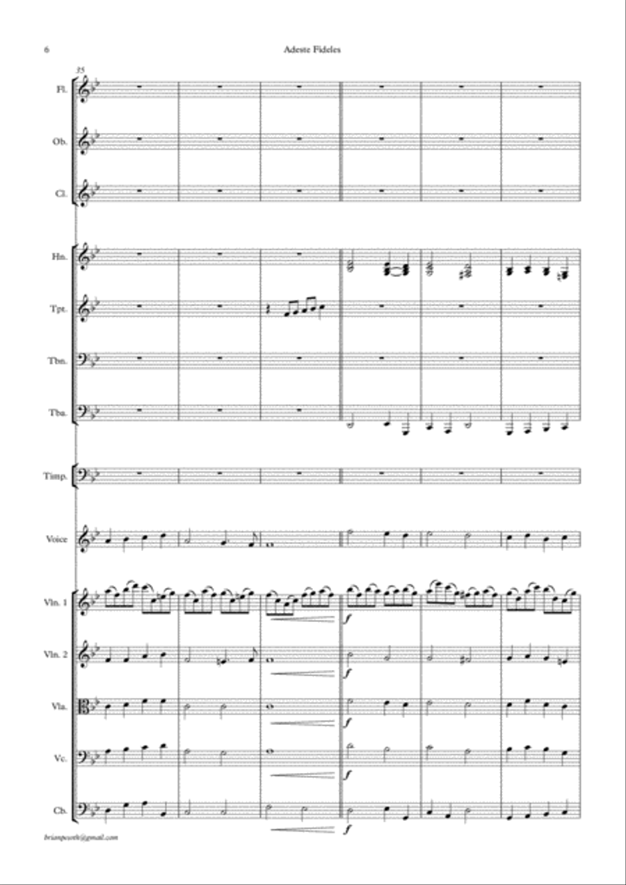 Adeste Fideles (O Come All Ye Faithful) Full Orchestra scores gallery preview page 6
