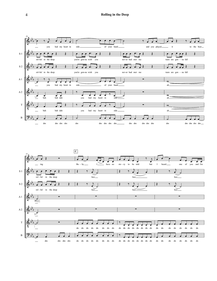 Rolling In The Deep 4-Part scores gallery preview page 4