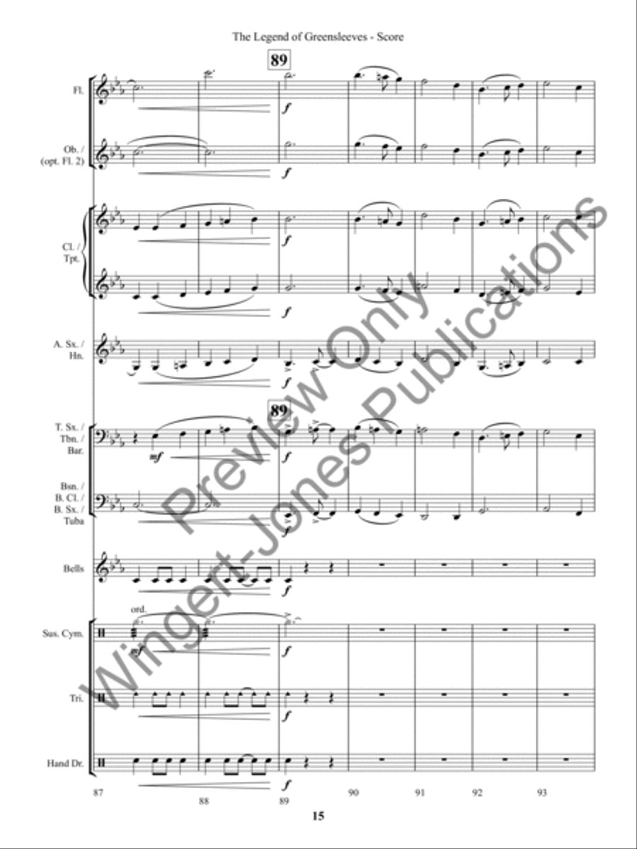 The Legend of Greensleeves (Score) Concert Band scores gallery preview page 18