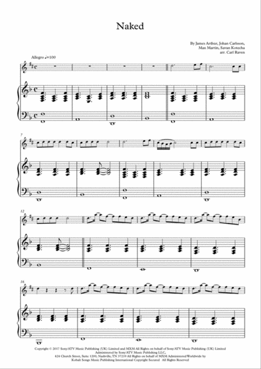 Naked Alto Saxophone scores gallery preview page 1