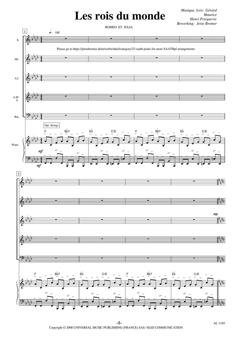 Les Rois Du Monde Choir scores gallery preview page 1