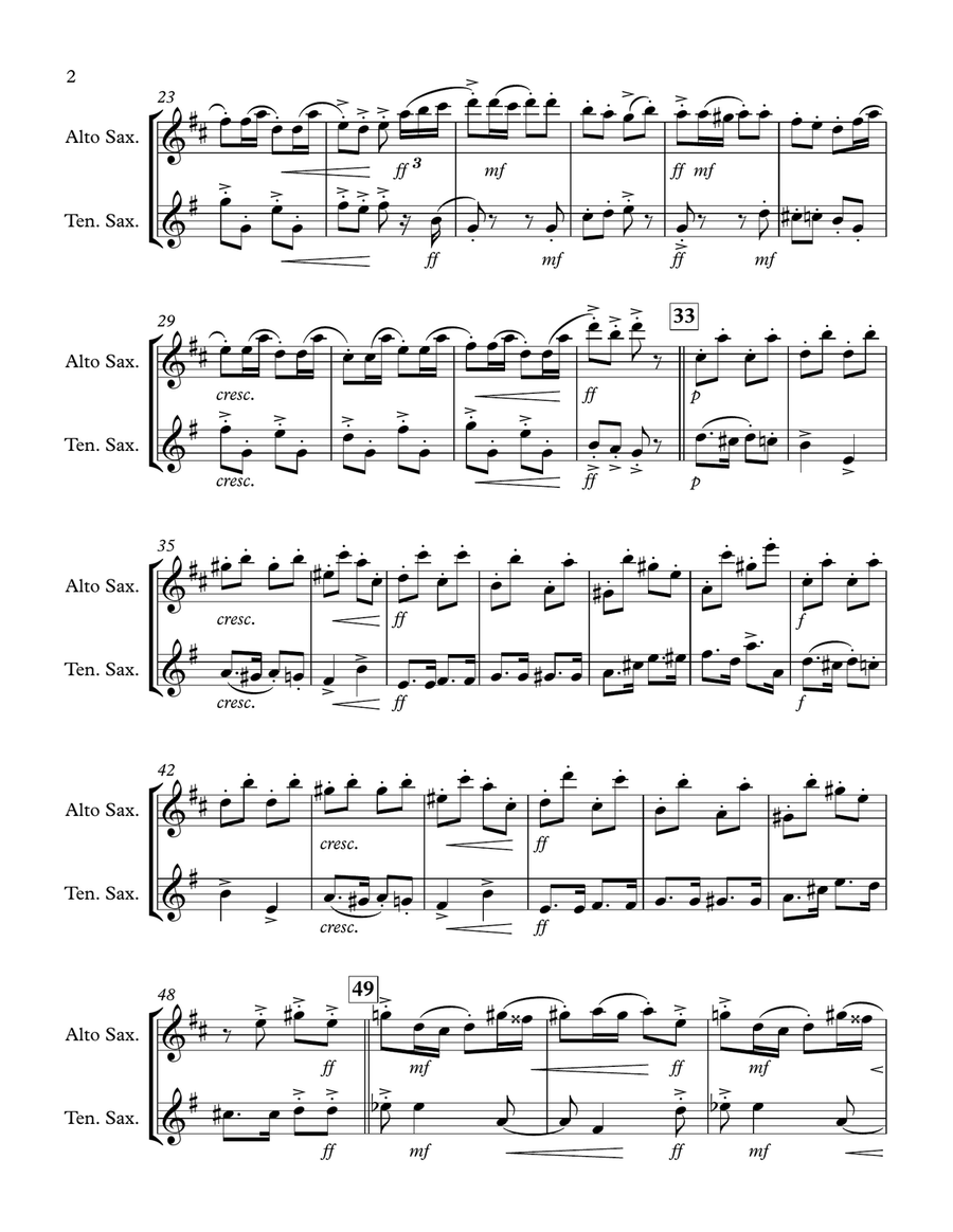 Nutcracker Suite: Russian Dance - Alto & Tenor Saxophone Duet Woodwind Duet scores gallery preview page 2