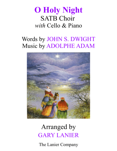 O HOLY NIGHT (SATB Choir with Cello & Piano - Score & Parts included) image number null