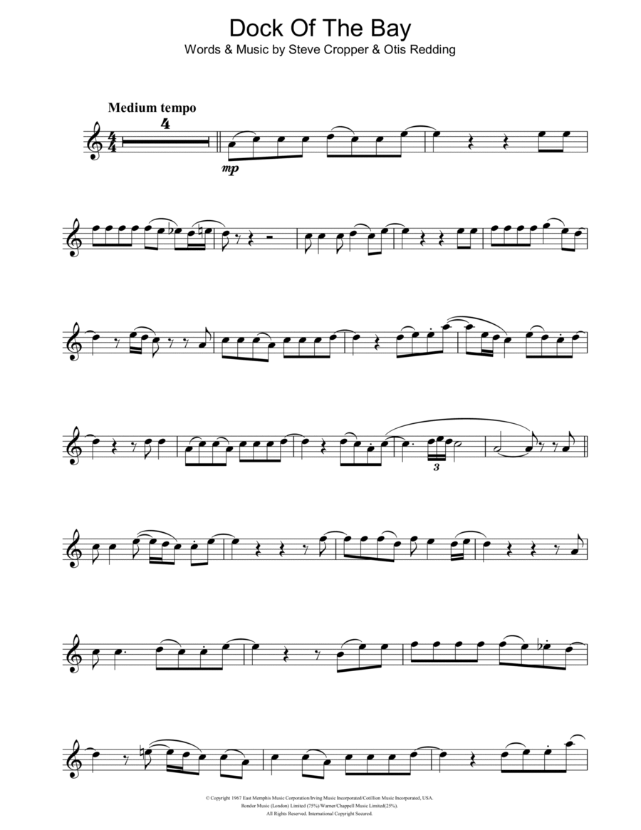 (Sittin' On) The Dock Of The Bay Piano scores gallery preview page 1