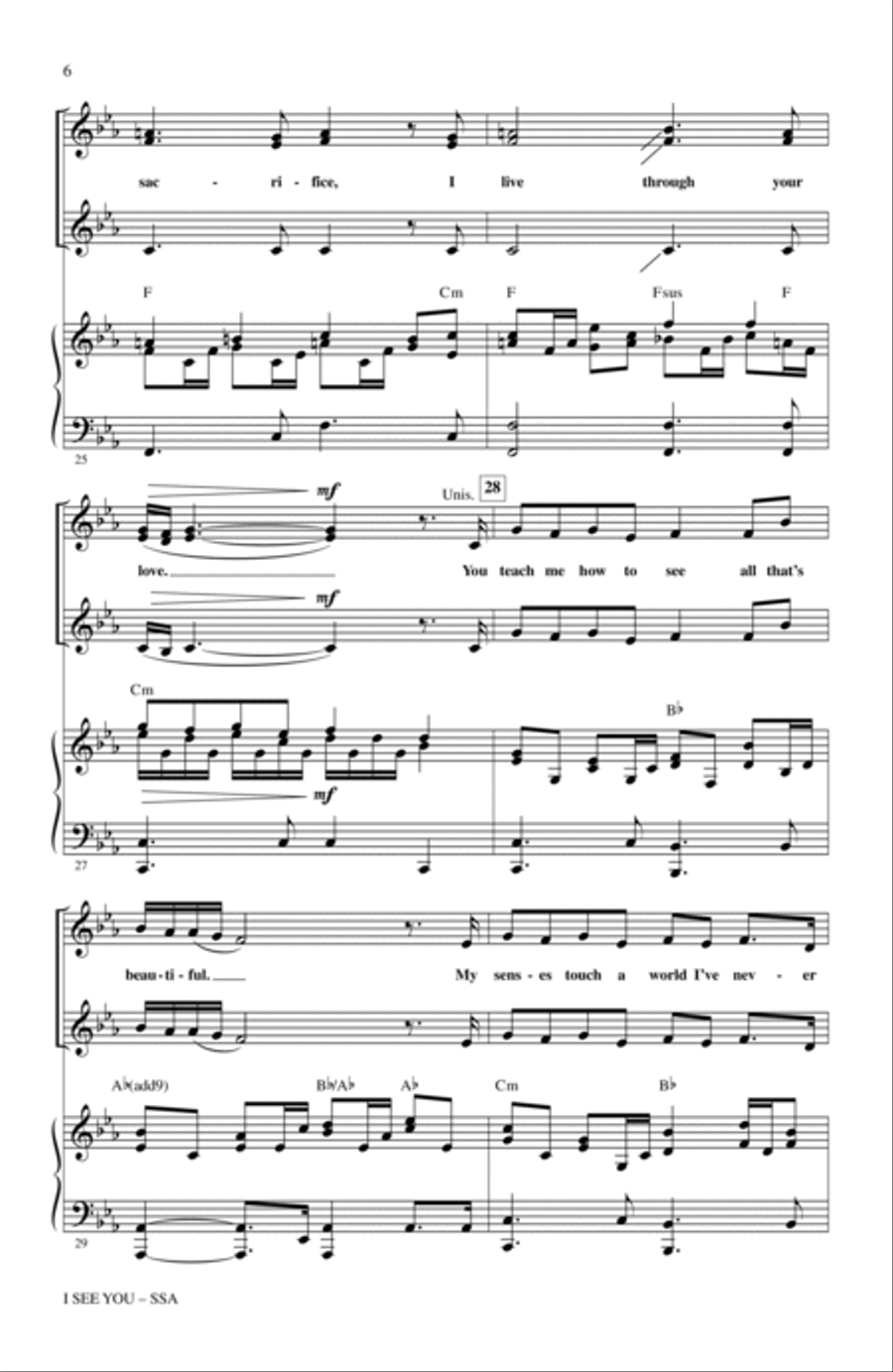 I See You (Theme from Avatar) SSA scores gallery preview page 5