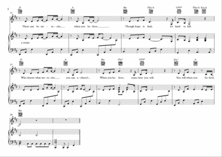 When You Believe (From The Prince Of Egypt) Piano, Vocal, Guitar scores gallery preview page 2