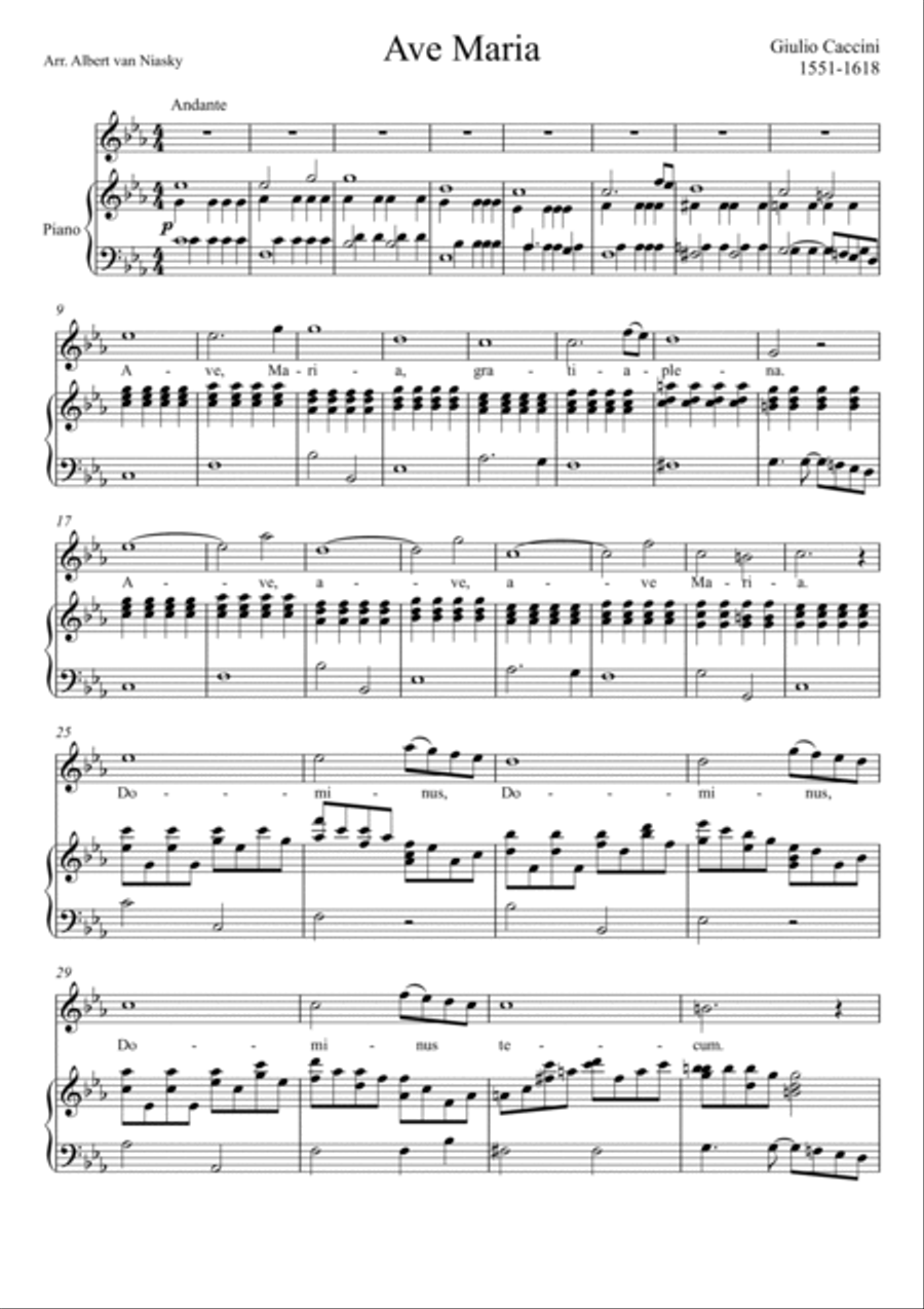 Ave Maria (Caccini) - Eb major key (or relative minor key) Piano Method scores gallery preview page 2