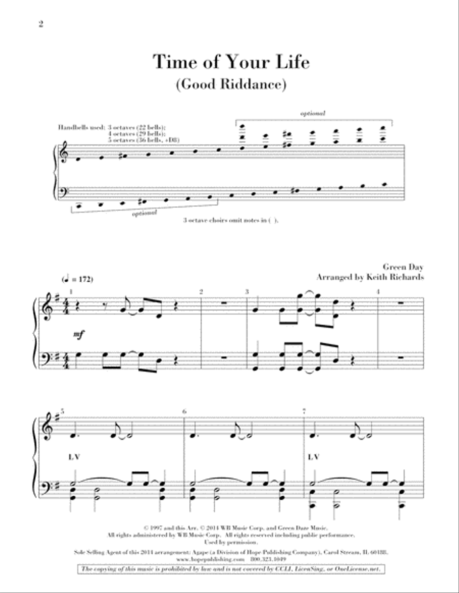 Time of Your Life (Good Riddance) 5-Octaves scores gallery preview page 3