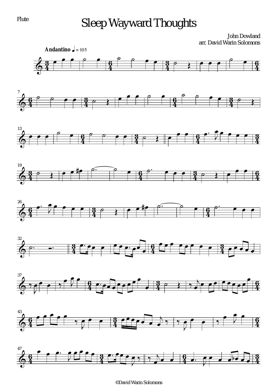 Sleep wayward thoughts for flute, clarinet and guitar Clarinet scores gallery preview page 4